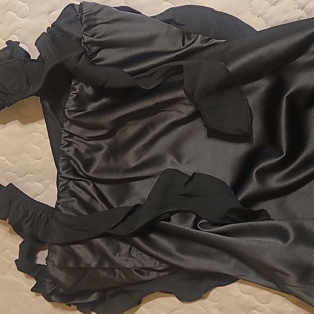 Satin Mini HOCO Dress Ruffles Short - Picture 4 of 6
